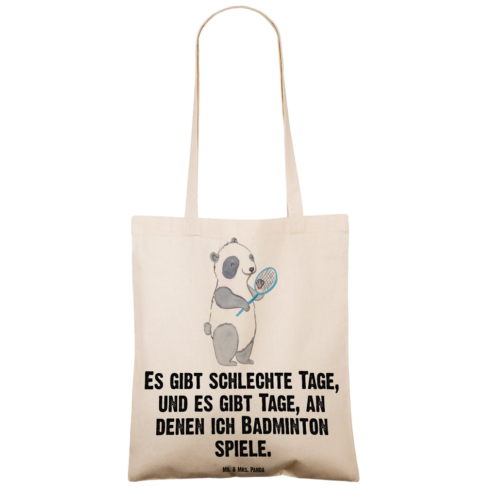 Tragetasche Panda Badminton  Tage Beuteltasche, Beutel, Einkaufstasche, Jutebeutel, Stoffbeutel, Geschenk, Sport, Sportart, Hobby, Schenken, Danke, Dankeschön, Auszeichnung, Gewinn, Sportler, Badminton, Badminton spielen