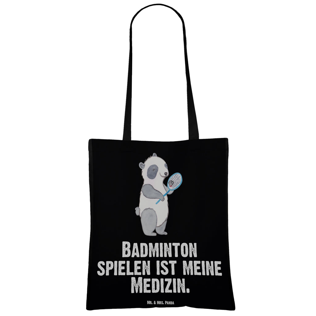 Tragetasche Panda Badminton  Medizin Beuteltasche, Beutel, Einkaufstasche, Jutebeutel, Stoffbeutel, Geschenk, Sport, Sportart, Hobby, Schenken, Danke, Dankeschön, Auszeichnung, Gewinn, Sportler, Badminton, Badminton spielen