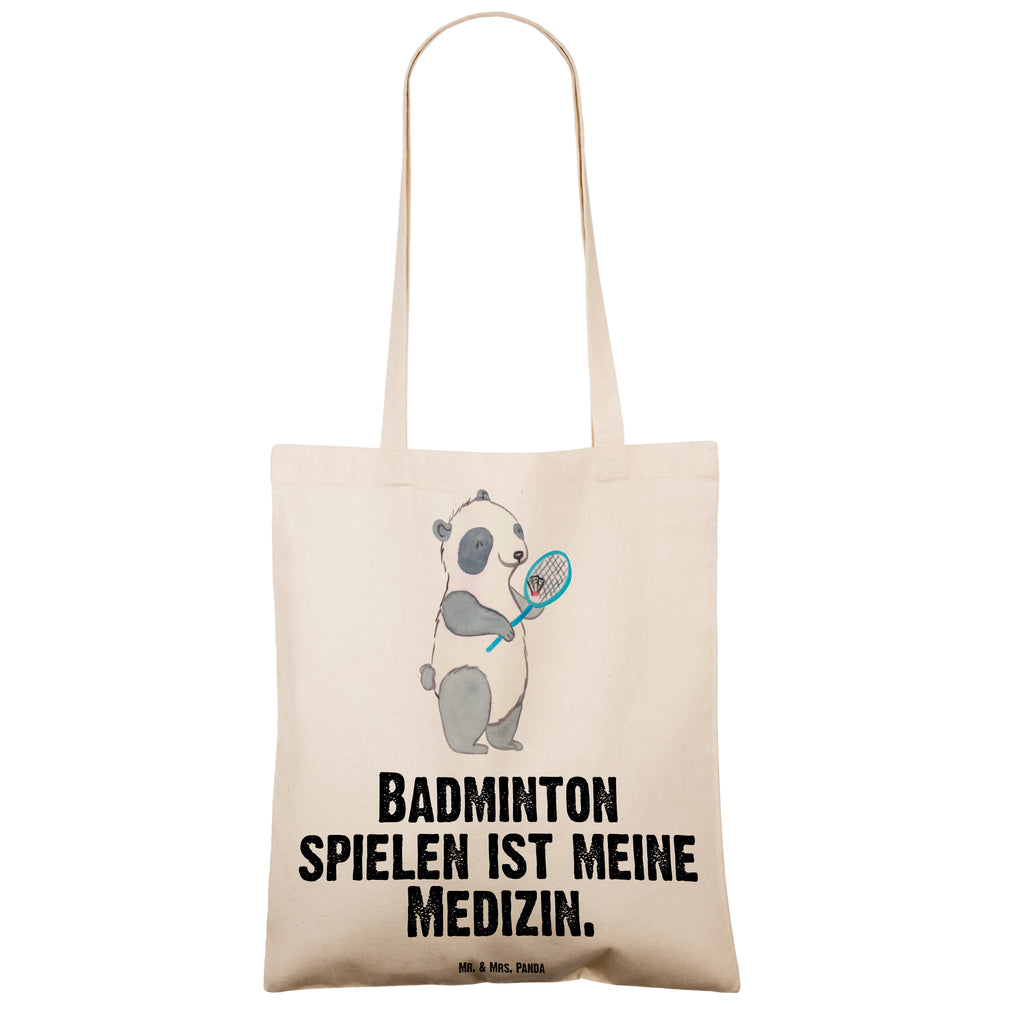 Tragetasche Panda Badminton  Medizin Beuteltasche, Beutel, Einkaufstasche, Jutebeutel, Stoffbeutel, Geschenk, Sport, Sportart, Hobby, Schenken, Danke, Dankeschön, Auszeichnung, Gewinn, Sportler, Badminton, Badminton spielen
