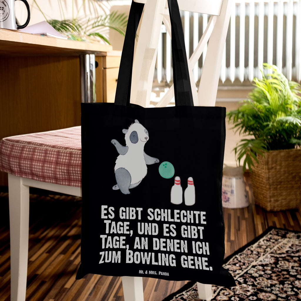 Tragetasche Panda Bowling Tage Beuteltasche, Beutel, Einkaufstasche, Jutebeutel, Stoffbeutel, Geschenk, Sport, Sportart, Hobby, Schenken, Danke, Dankeschön, Auszeichnung, Gewinn, Sportler, Bowling, Bowlen gehen, Bowling Center, Bowlingbahn, Kegelbahn, Kegelausflug, Bowlingausflug, Bowlingparty