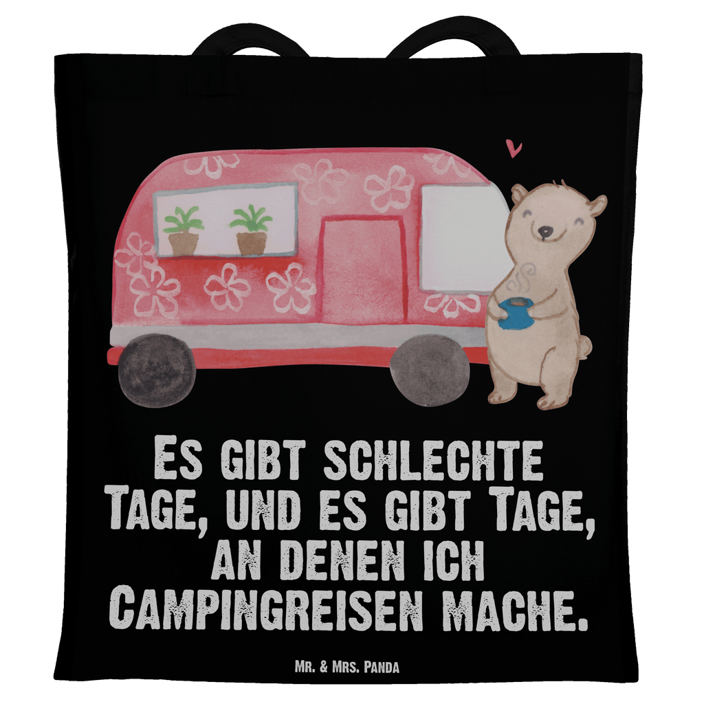 Tragetasche Bär Camper Tage Beuteltasche, Beutel, Einkaufstasche, Jutebeutel, Stoffbeutel, Geschenk, Sport, Sportart, Hobby, Schenken, Danke, Dankeschön, Auszeichnung, Gewinn, Sportler, Camper, Campen, Zelten, Campingplatz, Wohnmobil, Roadtrip, Urlaub