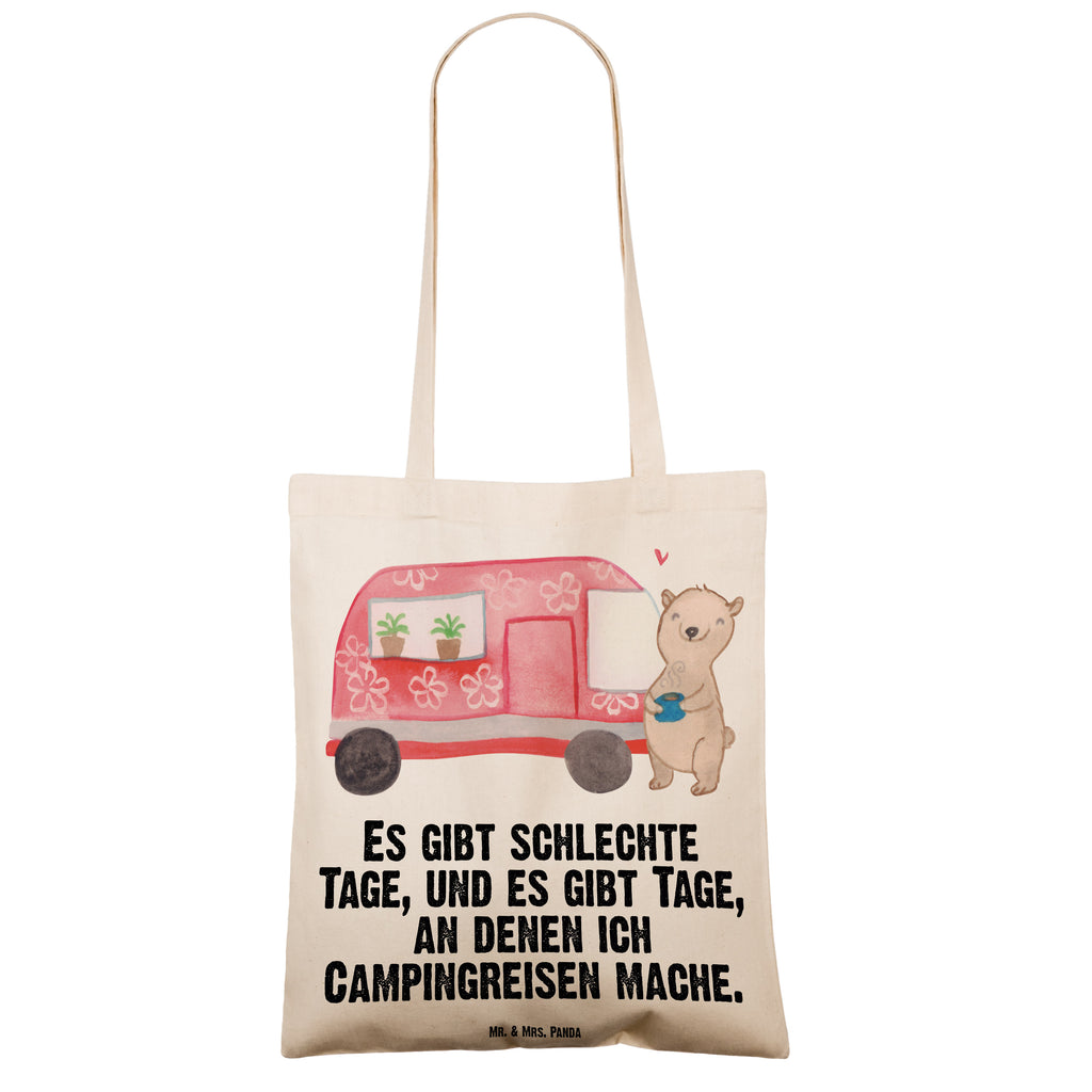 Tragetasche Bär Camper Tage Beuteltasche, Beutel, Einkaufstasche, Jutebeutel, Stoffbeutel, Geschenk, Sport, Sportart, Hobby, Schenken, Danke, Dankeschön, Auszeichnung, Gewinn, Sportler, Camper, Campen, Zelten, Campingplatz, Wohnmobil, Roadtrip, Urlaub
