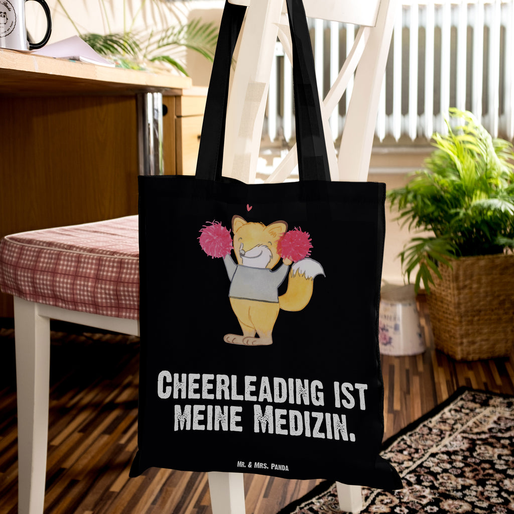 Tragetasche Fuchs Cheerleader Medizin Beuteltasche, Beutel, Einkaufstasche, Jutebeutel, Stoffbeutel, Geschenk, Sport, Sportart, Hobby, Schenken, Danke, Dankeschön, Auszeichnung, Gewinn, Sportler, Cheerleader, Cheerleading, Turnen, Turn Club, Turniere