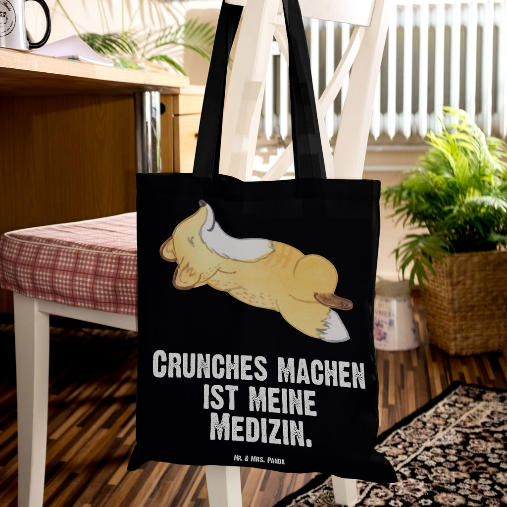 Tragetasche Fuchs Crunches Medizin Beuteltasche, Beutel, Einkaufstasche, Jutebeutel, Stoffbeutel, Geschenk, Sport, Sportart, Hobby, Schenken, Danke, Dankeschön, Auszeichnung, Gewinn, Sportler, Crunches, Fitness, Bauchpressen, Fitnessstudio