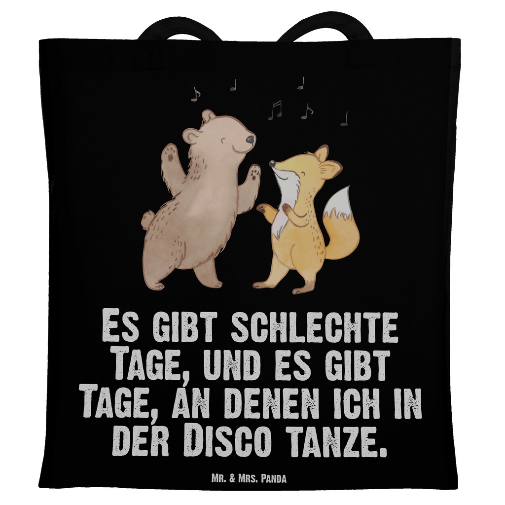 Tragetasche Bär & Fuchs Disco Tage Beuteltasche, Beutel, Einkaufstasche, Jutebeutel, Stoffbeutel, Geschenk, Sport, Sportart, Hobby, Schenken, Danke, Dankeschön, Auszeichnung, Gewinn, Sportler, Disco, Clubs, Tanzen, Feiern, Clubbing, Tanzstimmung, Nachtclub