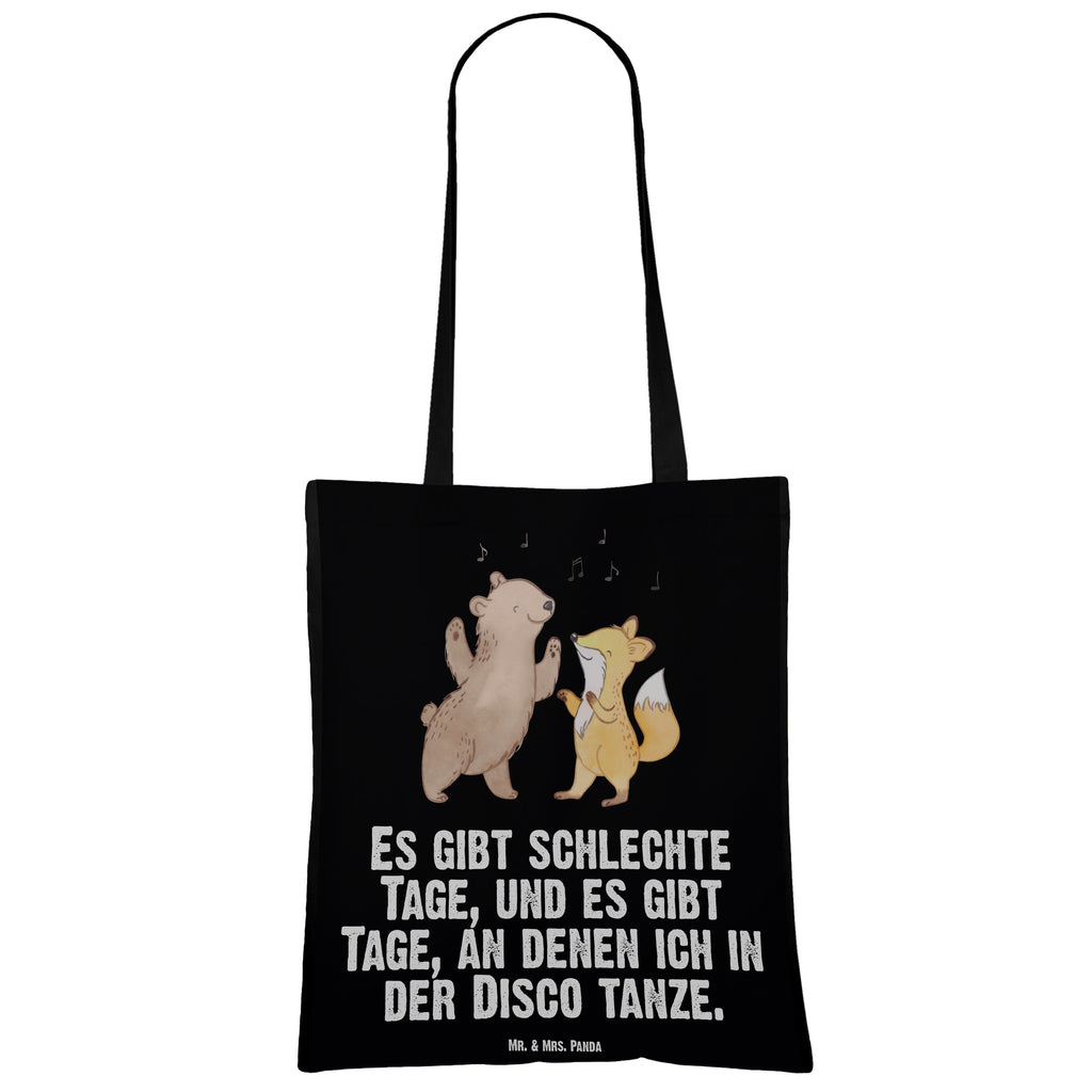 Tragetasche Bär & Fuchs Disco Tage Beuteltasche, Beutel, Einkaufstasche, Jutebeutel, Stoffbeutel, Geschenk, Sport, Sportart, Hobby, Schenken, Danke, Dankeschön, Auszeichnung, Gewinn, Sportler, Disco, Clubs, Tanzen, Feiern, Clubbing, Tanzstimmung, Nachtclub