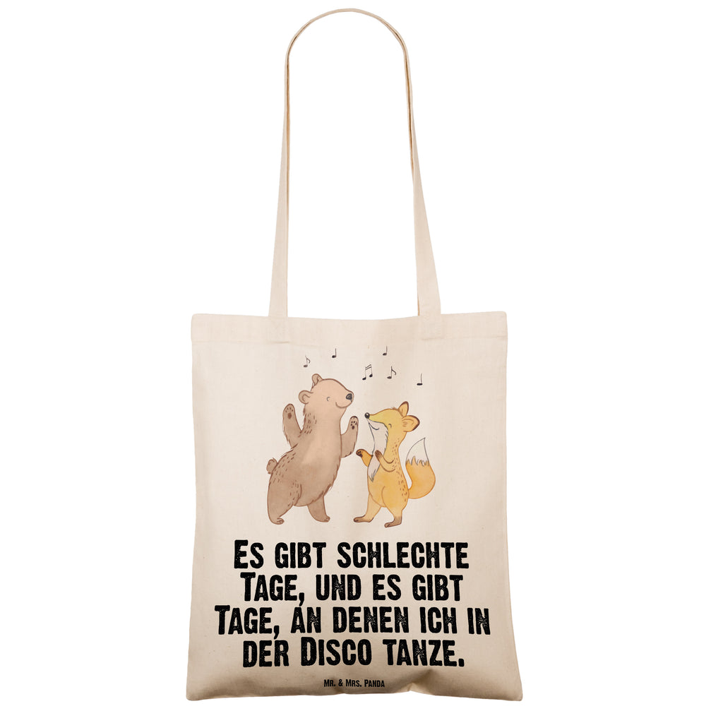 Tragetasche Bär & Fuchs Disco Tage Beuteltasche, Beutel, Einkaufstasche, Jutebeutel, Stoffbeutel, Geschenk, Sport, Sportart, Hobby, Schenken, Danke, Dankeschön, Auszeichnung, Gewinn, Sportler, Disco, Clubs, Tanzen, Feiern, Clubbing, Tanzstimmung, Nachtclub