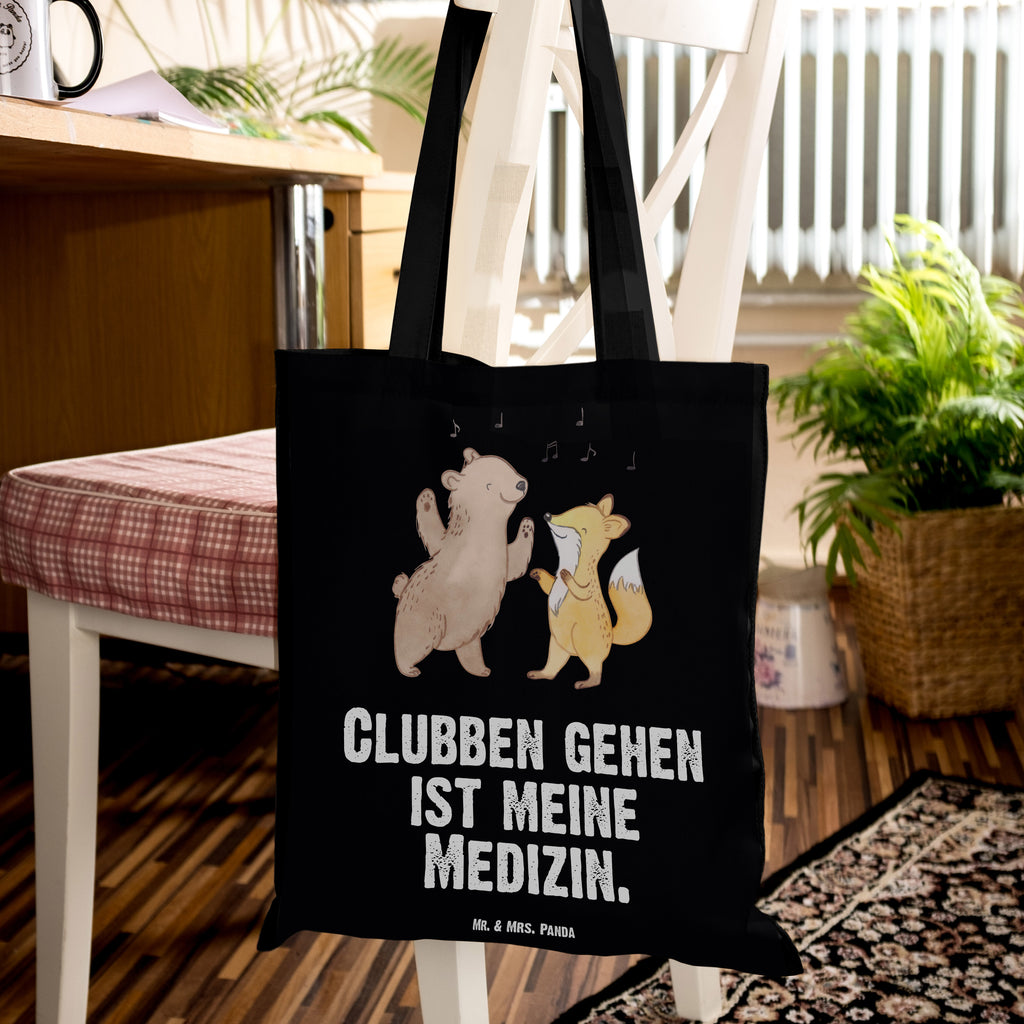 Tragetasche Bär & Fuchs Disco Medizin Beuteltasche, Beutel, Einkaufstasche, Jutebeutel, Stoffbeutel, Geschenk, Sport, Sportart, Hobby, Schenken, Danke, Dankeschön, Auszeichnung, Gewinn, Sportler, Disco, Clubs, Tanzen, Feiern, Clubbing