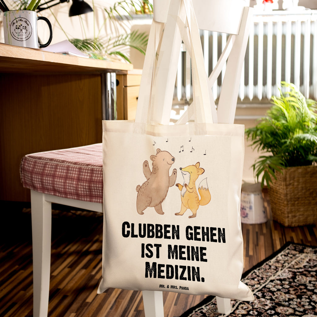 Tragetasche Bär & Fuchs Disco Medizin Beuteltasche, Beutel, Einkaufstasche, Jutebeutel, Stoffbeutel, Geschenk, Sport, Sportart, Hobby, Schenken, Danke, Dankeschön, Auszeichnung, Gewinn, Sportler, Disco, Clubs, Tanzen, Feiern, Clubbing
