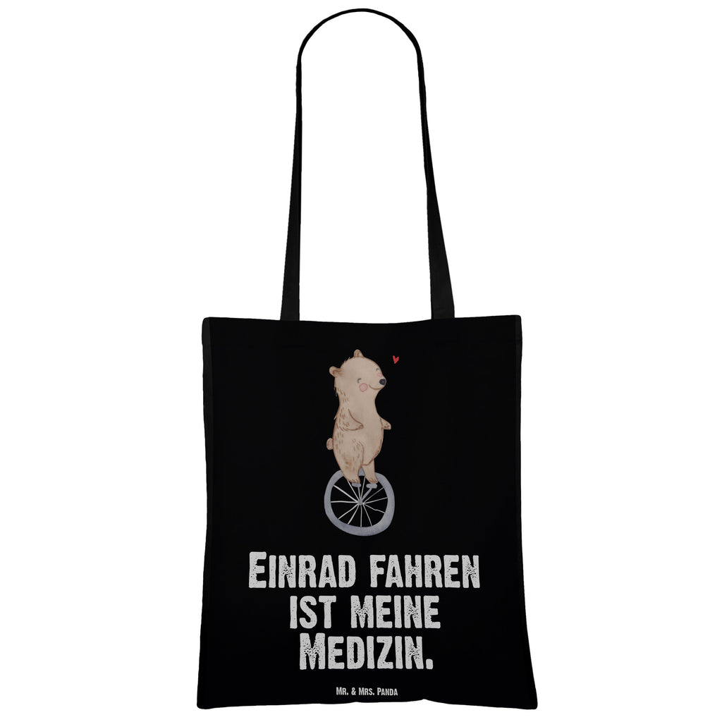 Tragetasche Bär Einrad fahren Medizin Beuteltasche, Beutel, Einkaufstasche, Jutebeutel, Stoffbeutel, Geschenk, Sport, Sportart, Hobby, Schenken, Danke, Dankeschön, Auszeichnung, Gewinn, Sportler, Einrad fahren