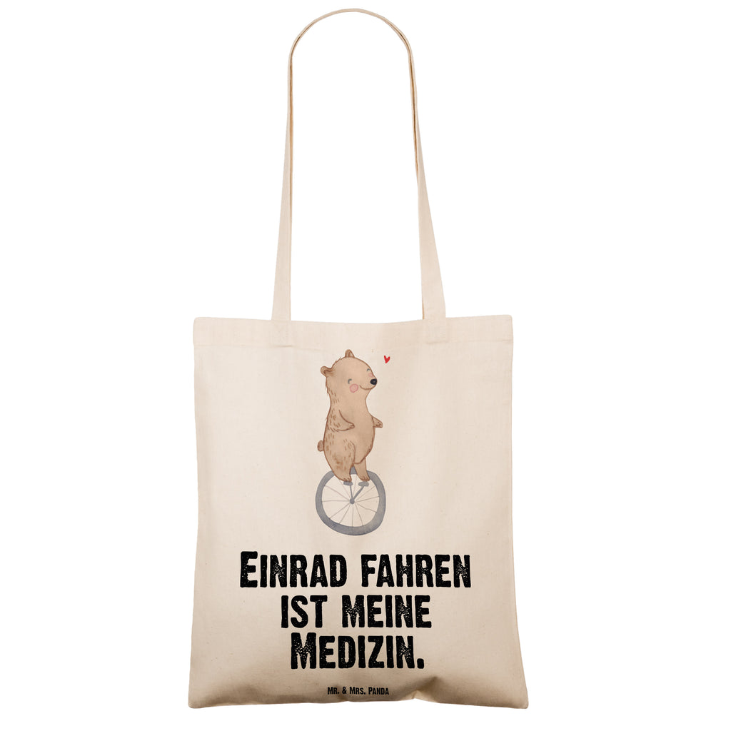 Tragetasche Bär Einrad fahren Medizin Beuteltasche, Beutel, Einkaufstasche, Jutebeutel, Stoffbeutel, Geschenk, Sport, Sportart, Hobby, Schenken, Danke, Dankeschön, Auszeichnung, Gewinn, Sportler, Einrad fahren