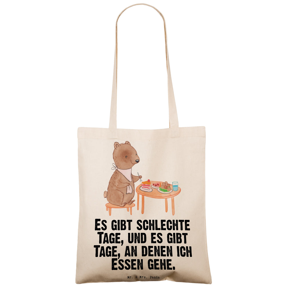 Tragetasche Bär Essen gehen Tage Beuteltasche, Beutel, Einkaufstasche, Jutebeutel, Stoffbeutel, Geschenk, Sport, Sportart, Hobby, Schenken, Danke, Dankeschön, Auszeichnung, Gewinn, Sportler, Essen gehen, Essen, Restaurant, Restaurantbesuch