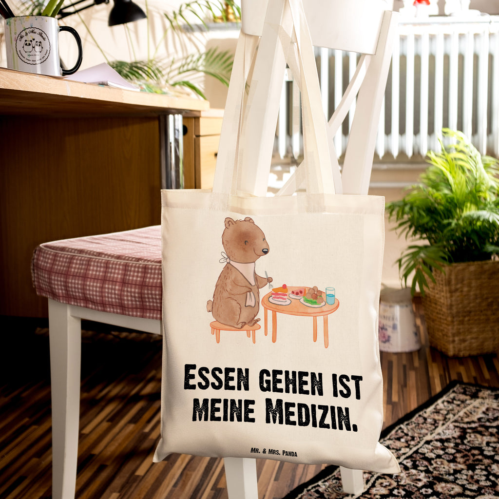 Tragetasche Bär Essen gehen Medizin Beuteltasche, Beutel, Einkaufstasche, Jutebeutel, Stoffbeutel, Geschenk, Sport, Sportart, Hobby, Schenken, Danke, Dankeschön, Auszeichnung, Gewinn, Sportler, Essen gehen, Essen, Restaurant, Restaurantbesuch, Köstlichkeiten