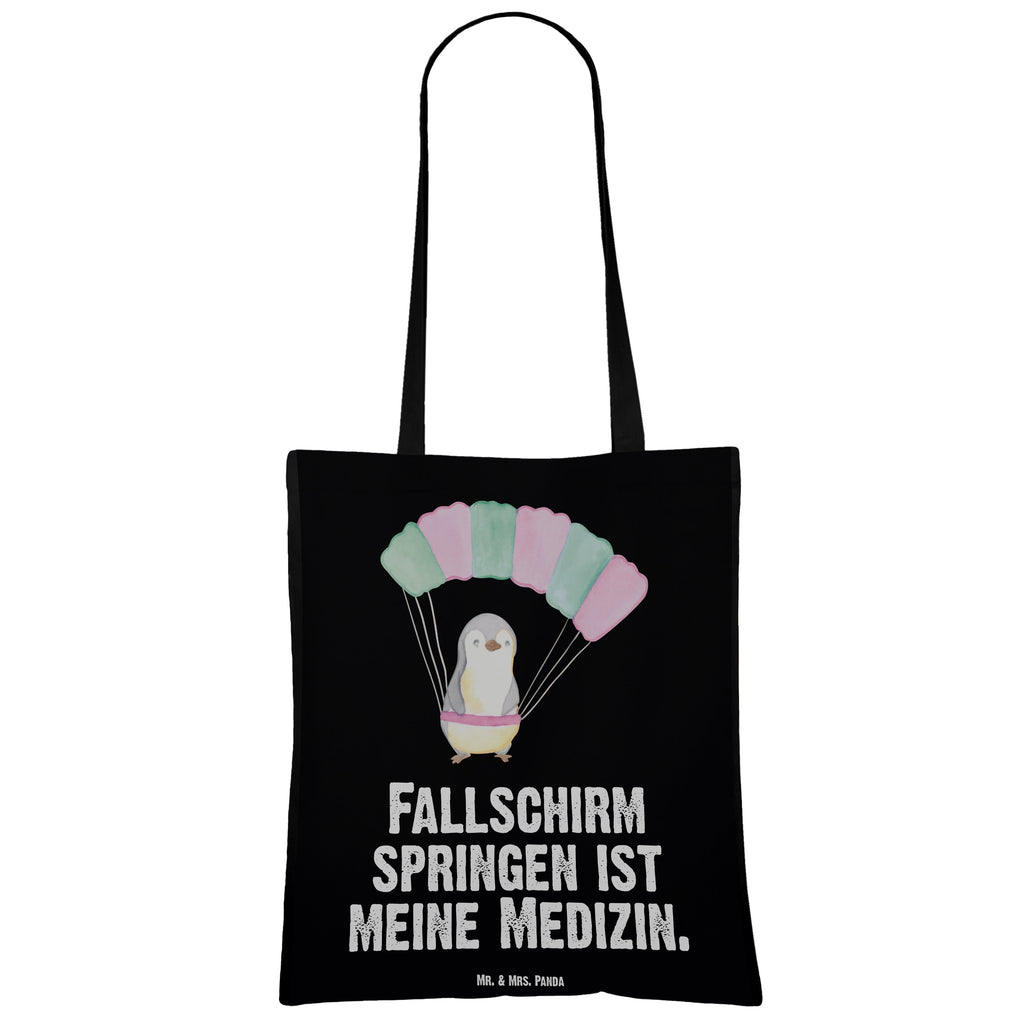 Tragetasche Pinguin Fallschirm springen Medizin Beuteltasche, Beutel, Einkaufstasche, Jutebeutel, Stoffbeutel, Geschenk, Sport, Sportart, Hobby, Schenken, Danke, Dankeschön, Auszeichnung, Gewinn, Sportler, Fallschirmspringen, Skydive, Fallschirmsprung, Tandemsprung, Fallschirmflug, Freifall, Erlebnisgeschenk, Adrenalinkick, Extreme Sport, Luftakrobatik, Adrenalinrausch, Parachute Jumping