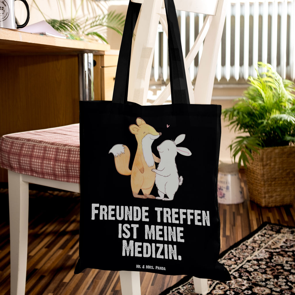 Tragetasche Fuchs Hase Freunde treffen Medizin Beuteltasche, Beutel, Einkaufstasche, Jutebeutel, Stoffbeutel, Geschenk, Sport, Sportart, Hobby, Schenken, Danke, Dankeschön, Auszeichnung, Gewinn, Sportler, Freunde treffen