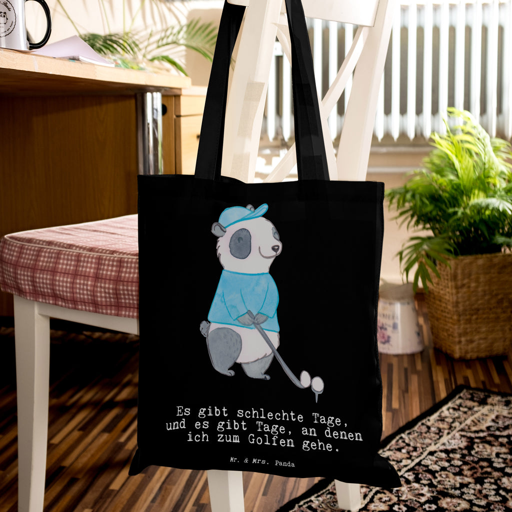 Tragetasche Panda Golfen Tage Beuteltasche, Beutel, Einkaufstasche, Jutebeutel, Stoffbeutel, Geschenk, Sport, Sportart, Hobby, Schenken, Danke, Dankeschön, Auszeichnung, Gewinn, Sportler, Golfen, Golf spielen, Golfplatz, Golfturnier, Golf Verein