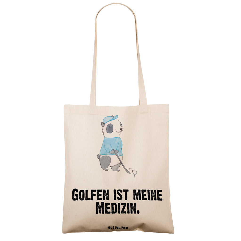 Tragetasche Panda Golfen Medizin Beuteltasche, Beutel, Einkaufstasche, Jutebeutel, Stoffbeutel, Geschenk, Sport, Sportart, Hobby, Schenken, Danke, Dankeschön, Auszeichnung, Gewinn, Sportler, Golfen, Golf spielen, Golfplatz, Golfturnier, Golf Verein