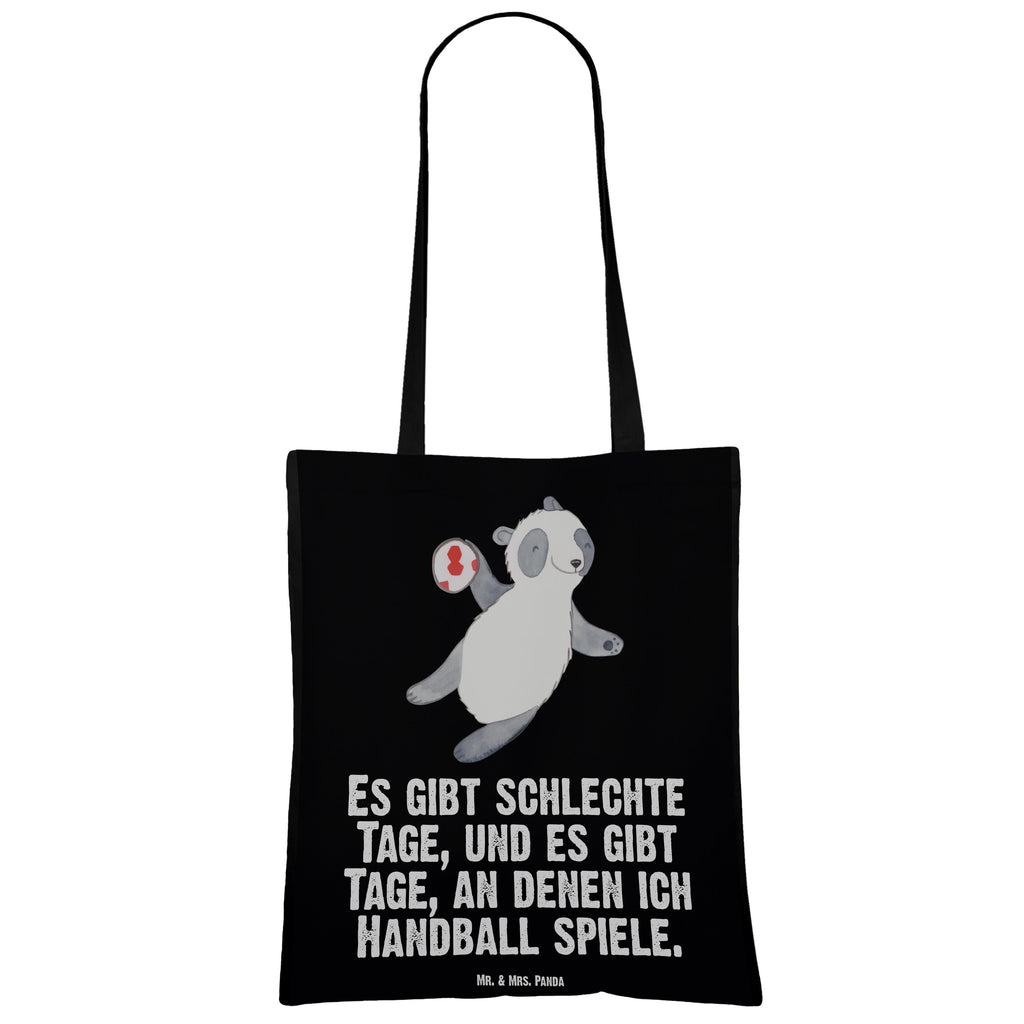 Tragetasche Panda Handball spielen Tage Beuteltasche, Beutel, Einkaufstasche, Jutebeutel, Stoffbeutel, Geschenk, Sport, Sportart, Hobby, Schenken, Danke, Dankeschön, Auszeichnung, Gewinn, Sportler, Handball spielen, Handball Turnier, Handball Club, Handball Verein