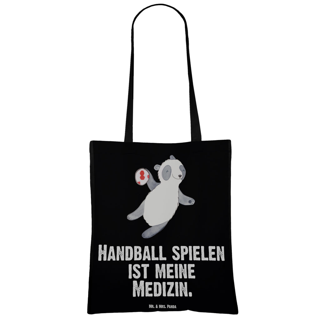 Tragetasche Panda Handball spielen Medizin Beuteltasche, Beutel, Einkaufstasche, Jutebeutel, Stoffbeutel, Geschenk, Sport, Sportart, Hobby, Schenken, Danke, Dankeschön, Auszeichnung, Gewinn, Sportler, Handball spielen, Handball Turnier, Handball Club, Handball Verein