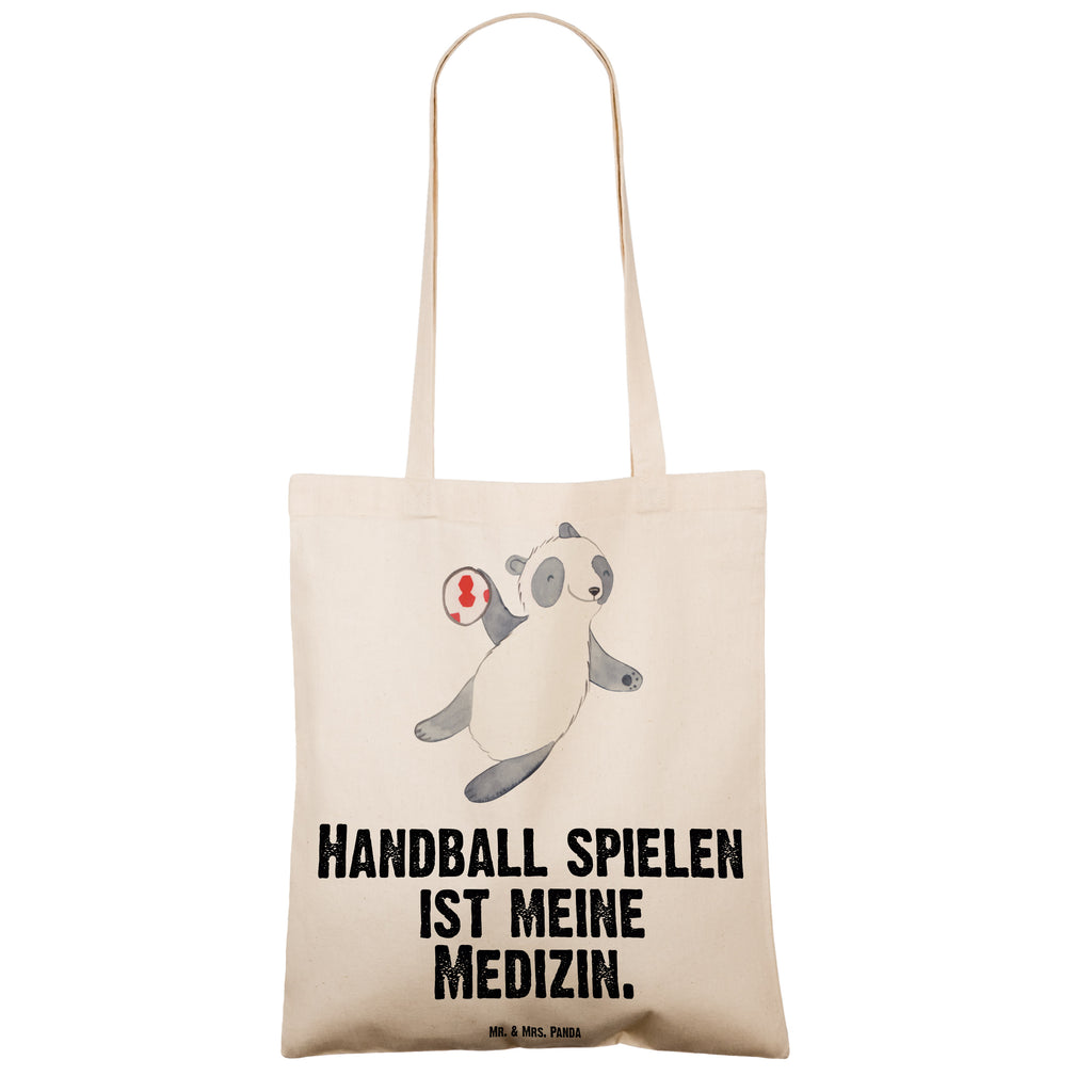 Tragetasche Panda Handball spielen Medizin Beuteltasche, Beutel, Einkaufstasche, Jutebeutel, Stoffbeutel, Geschenk, Sport, Sportart, Hobby, Schenken, Danke, Dankeschön, Auszeichnung, Gewinn, Sportler, Handball spielen, Handball Turnier, Handball Club, Handball Verein