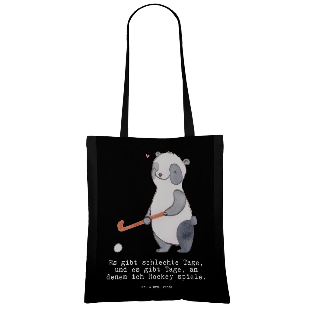 Tragetasche Panda Hockey spielen Tage Beuteltasche, Beutel, Einkaufstasche, Jutebeutel, Stoffbeutel, Geschenk, Sport, Sportart, Hobby, Schenken, Danke, Dankeschön, Auszeichnung, Gewinn, Sportler, Hockey spielen, Feldhockey, Hockeyschläger, Hockey Verein