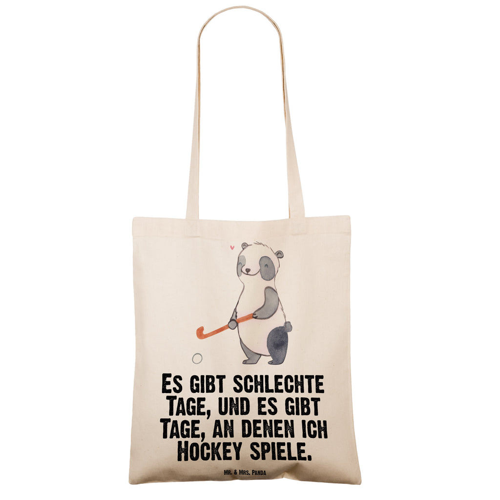 Tragetasche Panda Hockey spielen Tage Beuteltasche, Beutel, Einkaufstasche, Jutebeutel, Stoffbeutel, Geschenk, Sport, Sportart, Hobby, Schenken, Danke, Dankeschön, Auszeichnung, Gewinn, Sportler, Hockey spielen, Feldhockey, Hockeyschläger, Hockey Verein