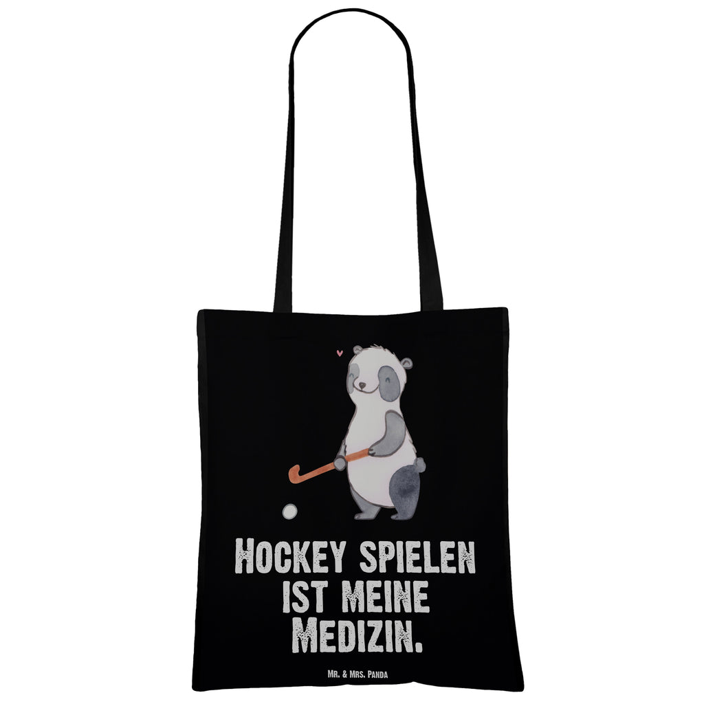 Tragetasche Panda Hockey spielen Medizin Beuteltasche, Beutel, Einkaufstasche, Jutebeutel, Stoffbeutel, Geschenk, Sport, Sportart, Hobby, Schenken, Danke, Dankeschön, Auszeichnung, Gewinn, Sportler, Hockey spielen, Feldhockey, Hockeyschläger, Hockey Verein