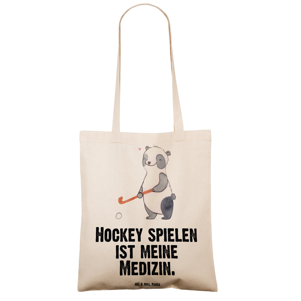Tragetasche Panda Hockey spielen Medizin Beuteltasche, Beutel, Einkaufstasche, Jutebeutel, Stoffbeutel, Geschenk, Sport, Sportart, Hobby, Schenken, Danke, Dankeschön, Auszeichnung, Gewinn, Sportler, Hockey spielen, Feldhockey, Hockeyschläger, Hockey Verein