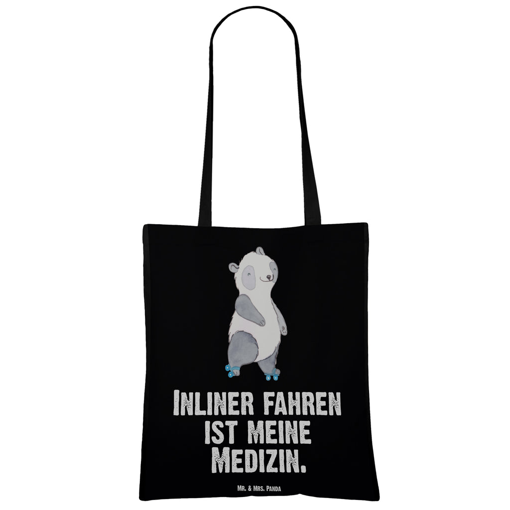 Tragetasche Panda Inliner fahren Medizin Beuteltasche, Beutel, Einkaufstasche, Jutebeutel, Stoffbeutel, Geschenk, Sport, Sportart, Hobby, Schenken, Danke, Dankeschön, Auszeichnung, Gewinn, Sportler, Inliner fahren, Rollschuh fahren, Rollerblades, inlinern