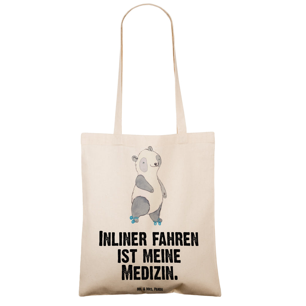 Tragetasche Panda Inliner fahren Medizin Beuteltasche, Beutel, Einkaufstasche, Jutebeutel, Stoffbeutel, Geschenk, Sport, Sportart, Hobby, Schenken, Danke, Dankeschön, Auszeichnung, Gewinn, Sportler, Inliner fahren, Rollschuh fahren, Rollerblades, inlinern