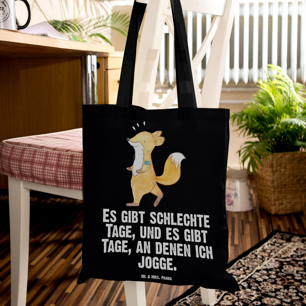 Tragetasche Fuchs Joggen Tage Beuteltasche, Beutel, Einkaufstasche, Jutebeutel, Stoffbeutel, Geschenk, Sport, Sportart, Hobby, Schenken, Danke, Dankeschön, Auszeichnung, Gewinn, Sportler, Joggen, Dauerlauf, Laufsport, Laufen