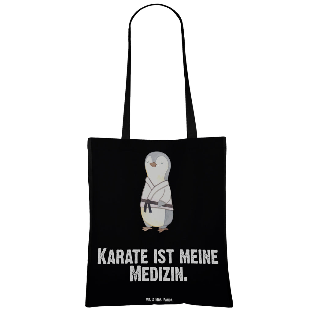 Tragetasche Pinguin Karate Medizin Beuteltasche, Beutel, Einkaufstasche, Jutebeutel, Stoffbeutel, Geschenk, Sport, Sportart, Hobby, Schenken, Danke, Dankeschön, Auszeichnung, Gewinn, Sportler, Karate, Kampfsportart, Selbstverteidigung, Kampfkunst, Karate Verein