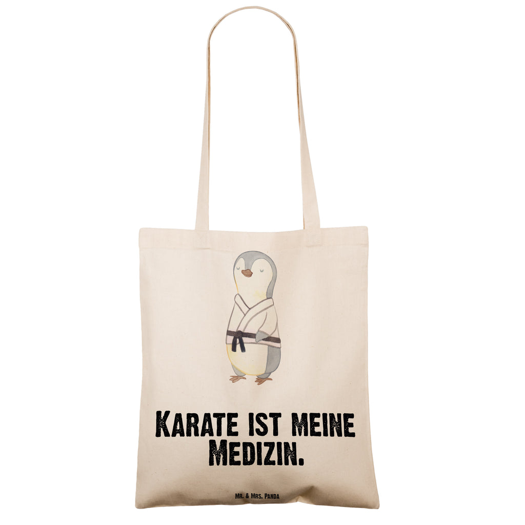 Tragetasche Pinguin Karate Medizin Beuteltasche, Beutel, Einkaufstasche, Jutebeutel, Stoffbeutel, Geschenk, Sport, Sportart, Hobby, Schenken, Danke, Dankeschön, Auszeichnung, Gewinn, Sportler, Karate, Kampfsportart, Selbstverteidigung, Kampfkunst, Karate Verein