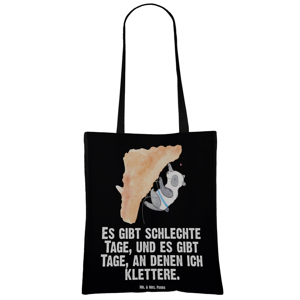 Tragetasche Panda Klettern Tage Beuteltasche, Beutel, Einkaufstasche, Jutebeutel, Stoffbeutel, Geschenk, Sport, Sportart, Hobby, Schenken, Danke, Dankeschön, Auszeichnung, Gewinn, Sportler, Klettern, Bouldern, Kletterhalle, Klettersport