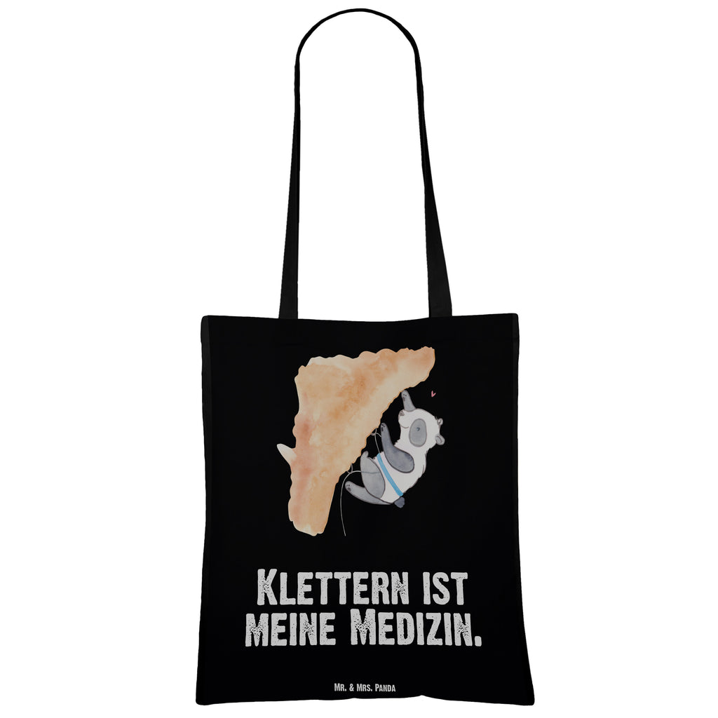 Tragetasche Panda Klettern Medizin Beuteltasche, Beutel, Einkaufstasche, Jutebeutel, Stoffbeutel, Geschenk, Sport, Sportart, Hobby, Schenken, Danke, Dankeschön, Auszeichnung, Gewinn, Sportler, Klettern, Bouldern, Kletterhalle, Klettersport