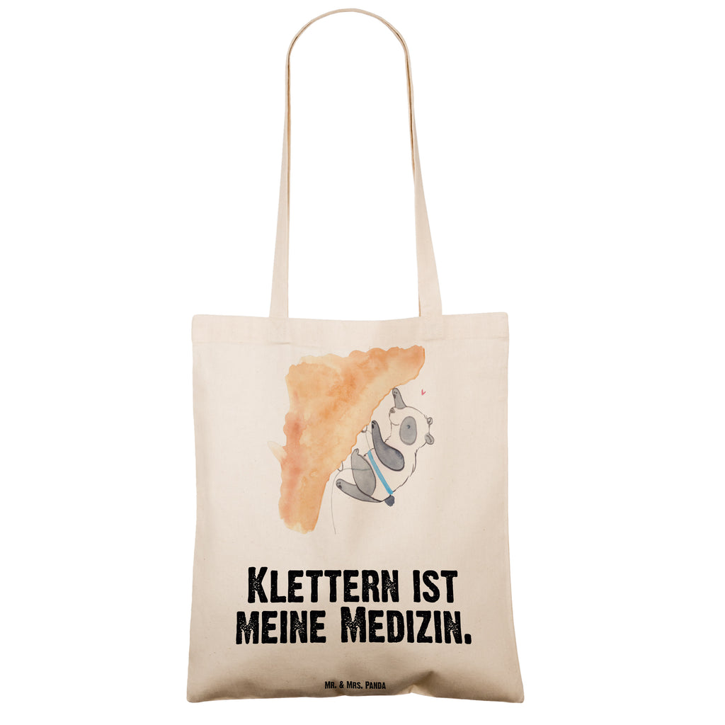 Tragetasche Panda Klettern Medizin Beuteltasche, Beutel, Einkaufstasche, Jutebeutel, Stoffbeutel, Geschenk, Sport, Sportart, Hobby, Schenken, Danke, Dankeschön, Auszeichnung, Gewinn, Sportler, Klettern, Bouldern, Kletterhalle, Klettersport