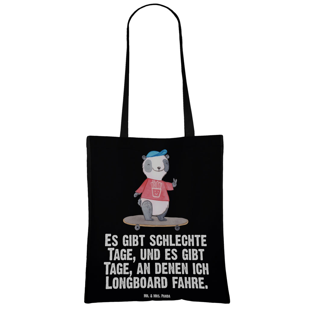 Tragetasche Panda Longboard fahren Tage Beuteltasche, Beutel, Einkaufstasche, Jutebeutel, Stoffbeutel, Geschenk, Sport, Sportart, Hobby, Schenken, Danke, Dankeschön, Auszeichnung, Gewinn, Sportler, Longboard fahren, Skaten