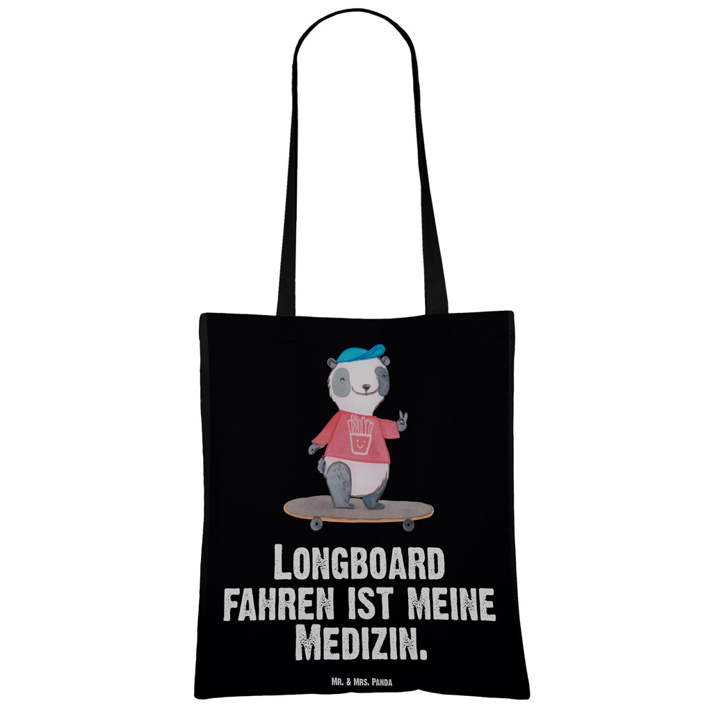 Tragetasche Panda Longboard fahren Medizin Beuteltasche, Beutel, Einkaufstasche, Jutebeutel, Stoffbeutel, Geschenk, Sport, Sportart, Hobby, Schenken, Danke, Dankeschön, Auszeichnung, Gewinn, Sportler, Longboard fahren, Skaten, Rollbrettfahren, Longboardfahren, Roller Skaten, Skateboard fahren, Stunts