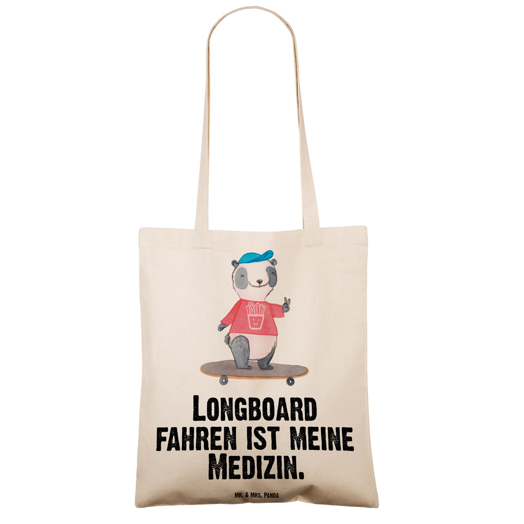 Tragetasche Panda Longboard fahren Medizin Beuteltasche, Beutel, Einkaufstasche, Jutebeutel, Stoffbeutel, Geschenk, Sport, Sportart, Hobby, Schenken, Danke, Dankeschön, Auszeichnung, Gewinn, Sportler, Longboard fahren, Skaten, Rollbrettfahren, Longboardfahren, Roller Skaten, Skateboard fahren, Stunts