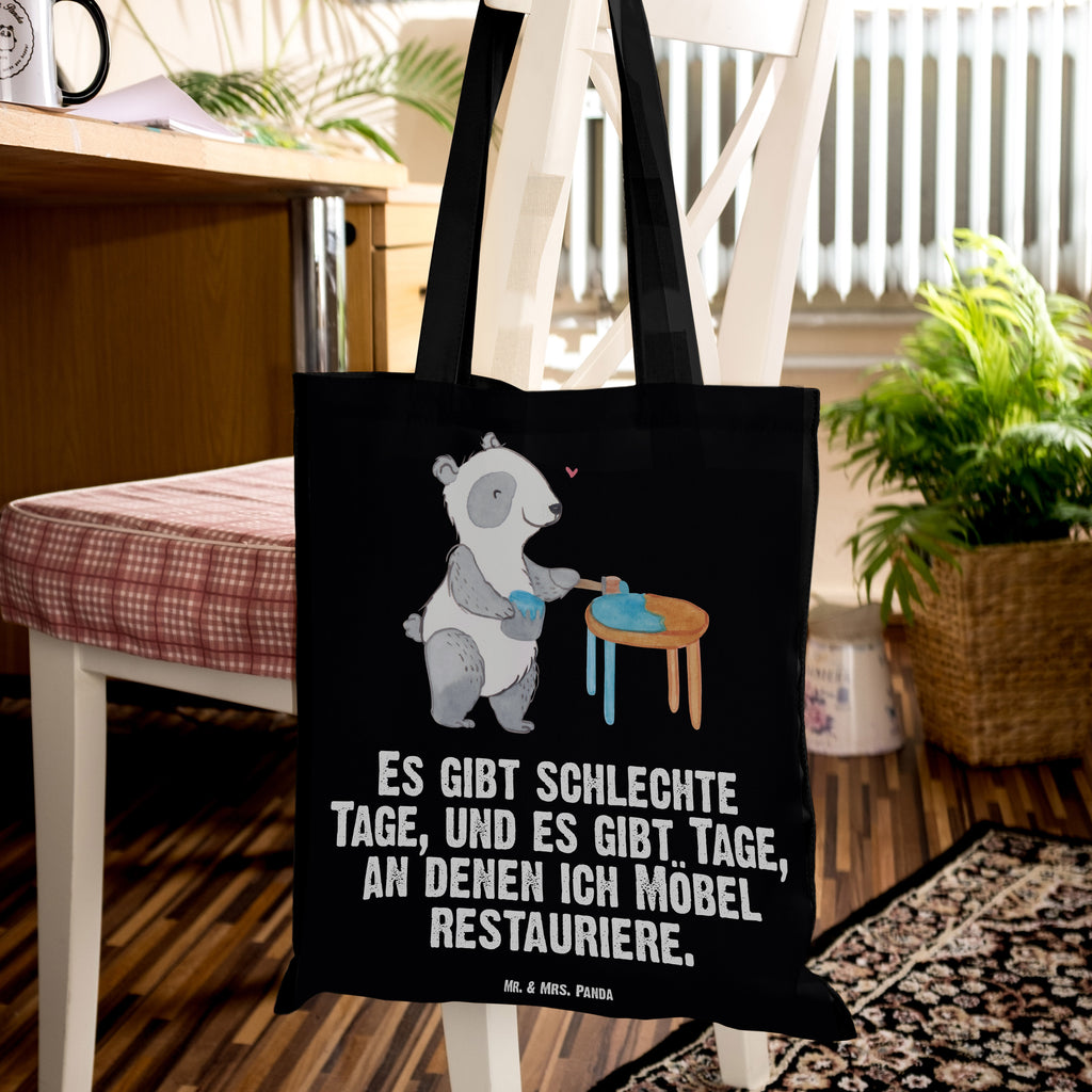 Tragetasche Panda Möbel restaurieren Tage Beuteltasche, Beutel, Einkaufstasche, Jutebeutel, Stoffbeutel, Geschenk, Sport, Sportart, Hobby, Schenken, Danke, Dankeschön, Auszeichnung, Gewinn, Sportler, Möbel restaurieren, antike Möbel restaurieren, Handwerk, Restaurator