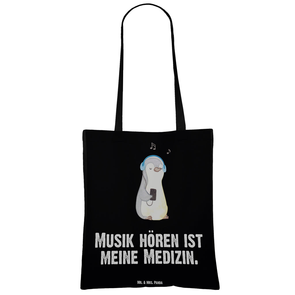 Tragetasche Pinguin Musik hören Medizin Beuteltasche, Beutel, Einkaufstasche, Jutebeutel, Stoffbeutel, Geschenk, Sport, Sportart, Hobby, Schenken, Danke, Dankeschön, Auszeichnung, Gewinn, Sportler, Musik hören, Lieblingssong
