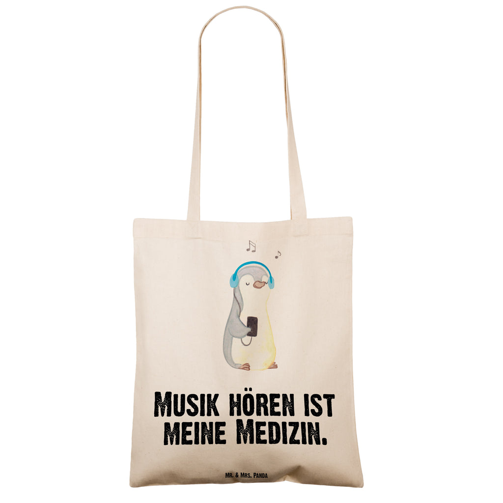 Tragetasche Pinguin Musik hören Medizin Beuteltasche, Beutel, Einkaufstasche, Jutebeutel, Stoffbeutel, Geschenk, Sport, Sportart, Hobby, Schenken, Danke, Dankeschön, Auszeichnung, Gewinn, Sportler, Musik hören, Lieblingssong