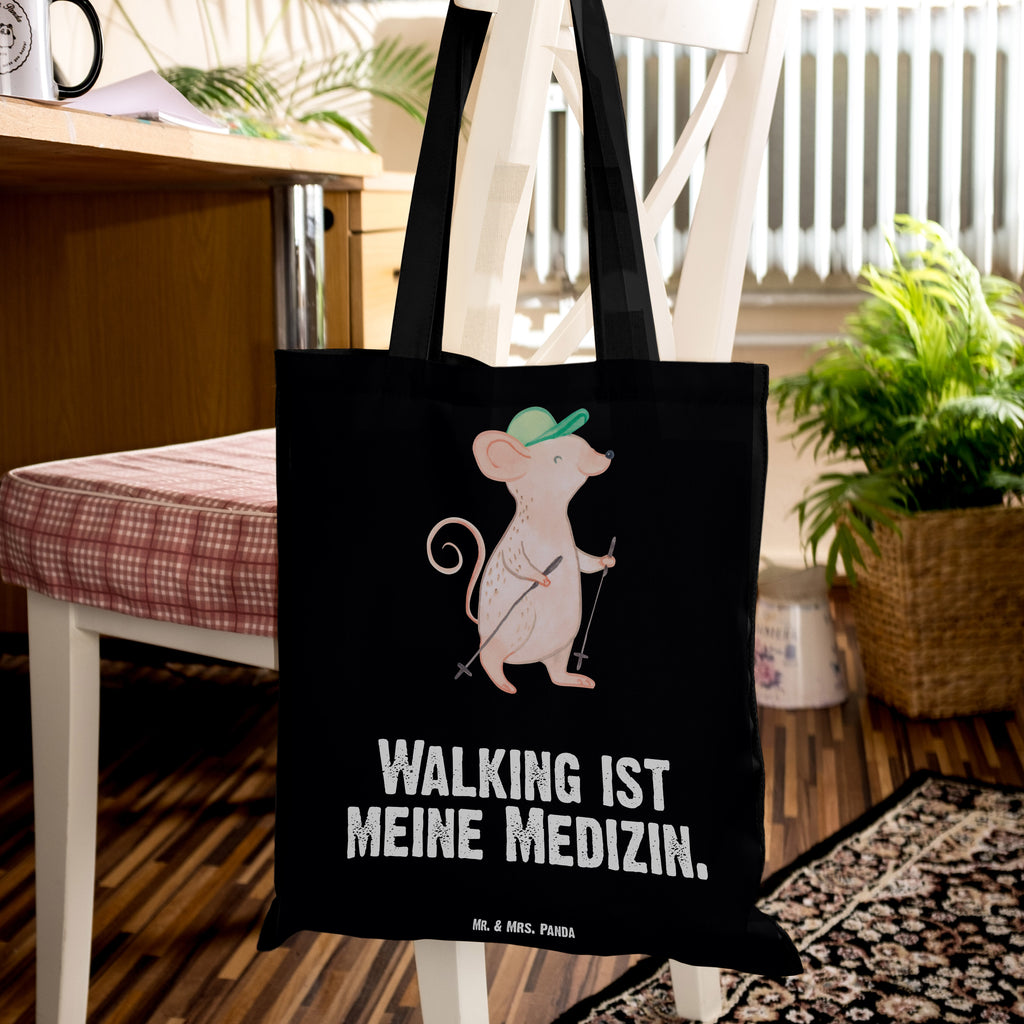 Tragetasche Maus Walking Medizin Beuteltasche, Beutel, Einkaufstasche, Jutebeutel, Stoffbeutel, Geschenk, Sport, Sportart, Hobby, Schenken, Danke, Dankeschön, Auszeichnung, Gewinn, Sportler, Walking, Walken, schnelles Gehen, Spazieren gehen