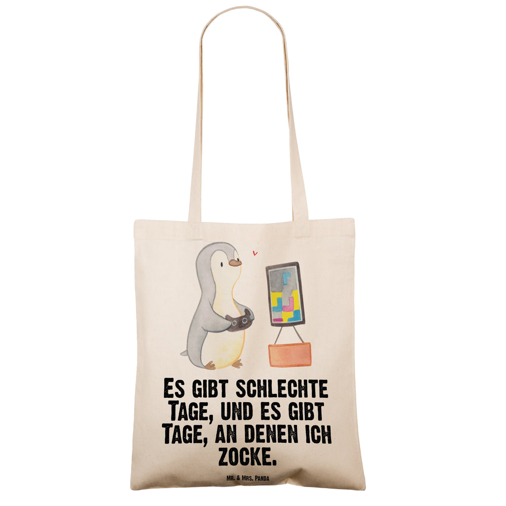 Tragetasche Pinguin Zocken Tage Beuteltasche, Beutel, Einkaufstasche, Jutebeutel, Stoffbeutel, Geschenk, Sport, Sportart, Hobby, Schenken, Danke, Dankeschön, Auszeichnung, Gewinn, Sportler, Zocken, Gaming, Videospiele, Videogames