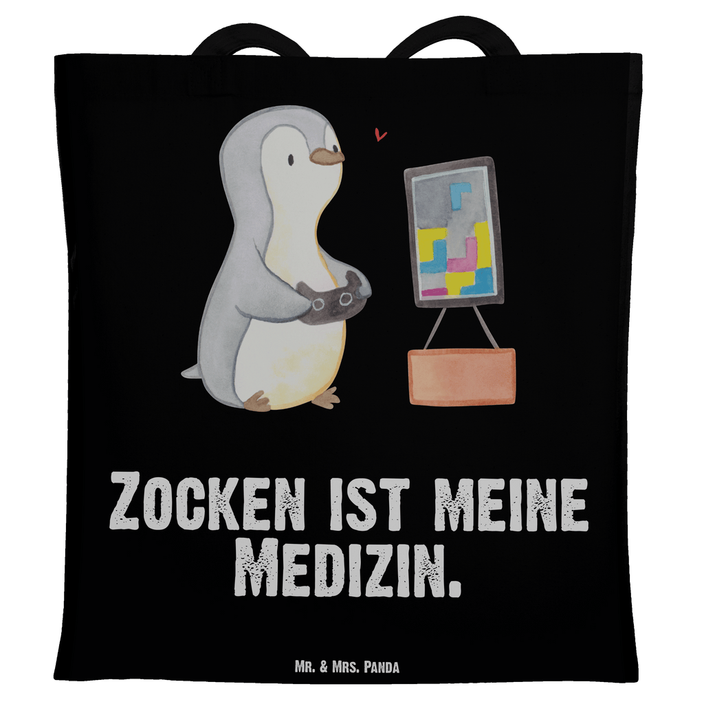 Tragetasche Pinguin Zocken Medizin Beuteltasche, Beutel, Einkaufstasche, Jutebeutel, Stoffbeutel, Geschenk, Sport, Sportart, Hobby, Schenken, Danke, Dankeschön, Auszeichnung, Gewinn, Sportler, Zocken, Gaming, Videospiele, Videogames