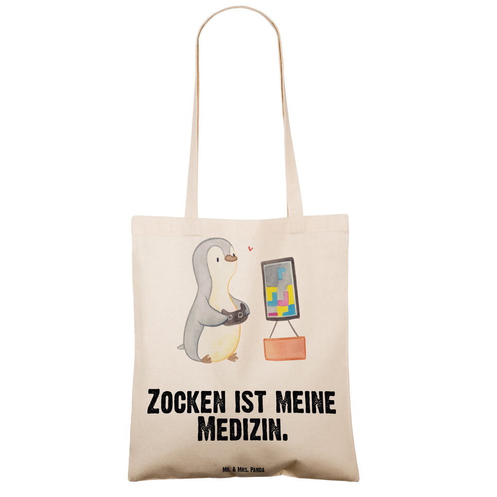 Tragetasche Pinguin Zocken Medizin Beuteltasche, Beutel, Einkaufstasche, Jutebeutel, Stoffbeutel, Geschenk, Sport, Sportart, Hobby, Schenken, Danke, Dankeschön, Auszeichnung, Gewinn, Sportler, Zocken, Gaming, Videospiele, Videogames
