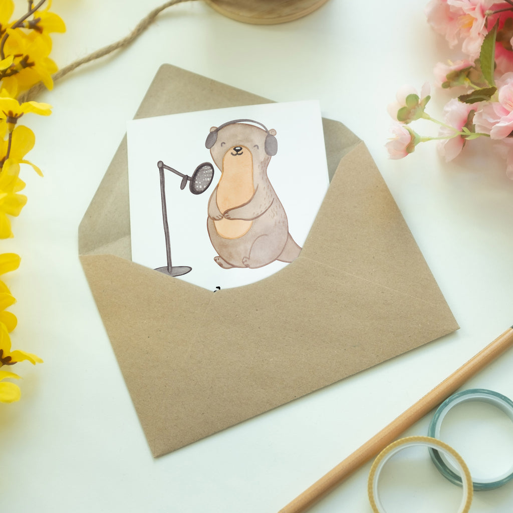 Grußkarte Otter Podcast aufnehmen Medizin Klappkarte, Einladungskarte, Glückwunschkarte, Hochzeitskarte, Geburtstagskarte, Karte, Geschenk, Sport, Sportart, Hobby, Schenken, Danke, Dankeschön, Auszeichnung, Gewinn, Sportler, Podcast aufnehmen, Podcast produzieren, Podcasterin, Podcaster