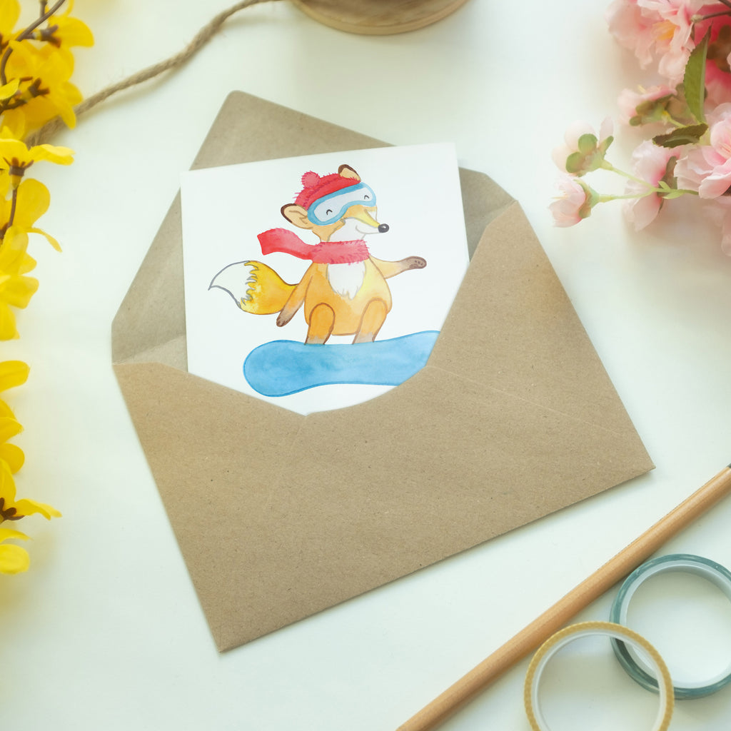 Grußkarte Fuchs Snowboarden Medizin Klappkarte, Einladungskarte, Glückwunschkarte, Hochzeitskarte, Geburtstagskarte, Karte, Geschenk, Sport, Sportart, Hobby, Schenken, Danke, Dankeschön, Auszeichnung, Gewinn, Sportler, Snowboard, snowboarden, Wintersport, Snowboardschule, Winterurlaub