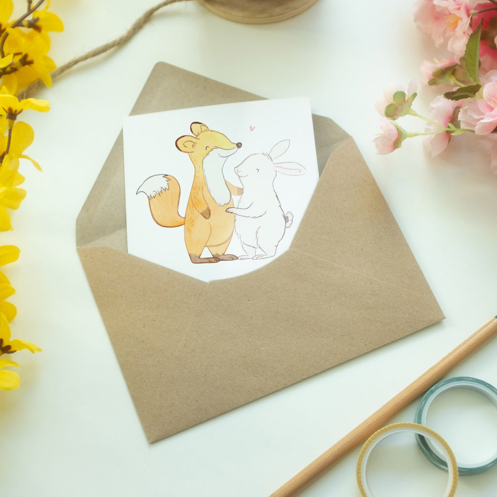 Grußkarte Fuchs Hase Freunde treffen Tage Klappkarte, Einladungskarte, Glückwunschkarte, Hochzeitskarte, Geburtstagskarte, Karte, Geschenk, Sport, Sportart, Hobby, Schenken, Danke, Dankeschön, Auszeichnung, Gewinn, Sportler, Freunde treffen