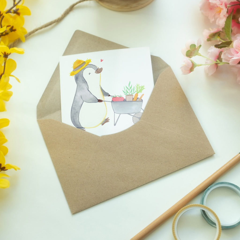 Grußkarte Pinguin Gartenarbeit Medizin Klappkarte, Einladungskarte, Glückwunschkarte, Hochzeitskarte, Geburtstagskarte, Karte, Geschenk, Sport, Sportart, Hobby, Schenken, Danke, Dankeschön, Auszeichnung, Gewinn, Sportler, Gartenarbeit, Urban gardening, Gärtnern, Gartenpflege